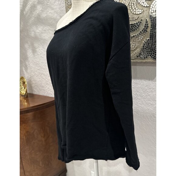 Black Long Sleeve Top W/ Rhinestone Back Cutouts & Off-Shoulder Design L - Picture 2 of 11